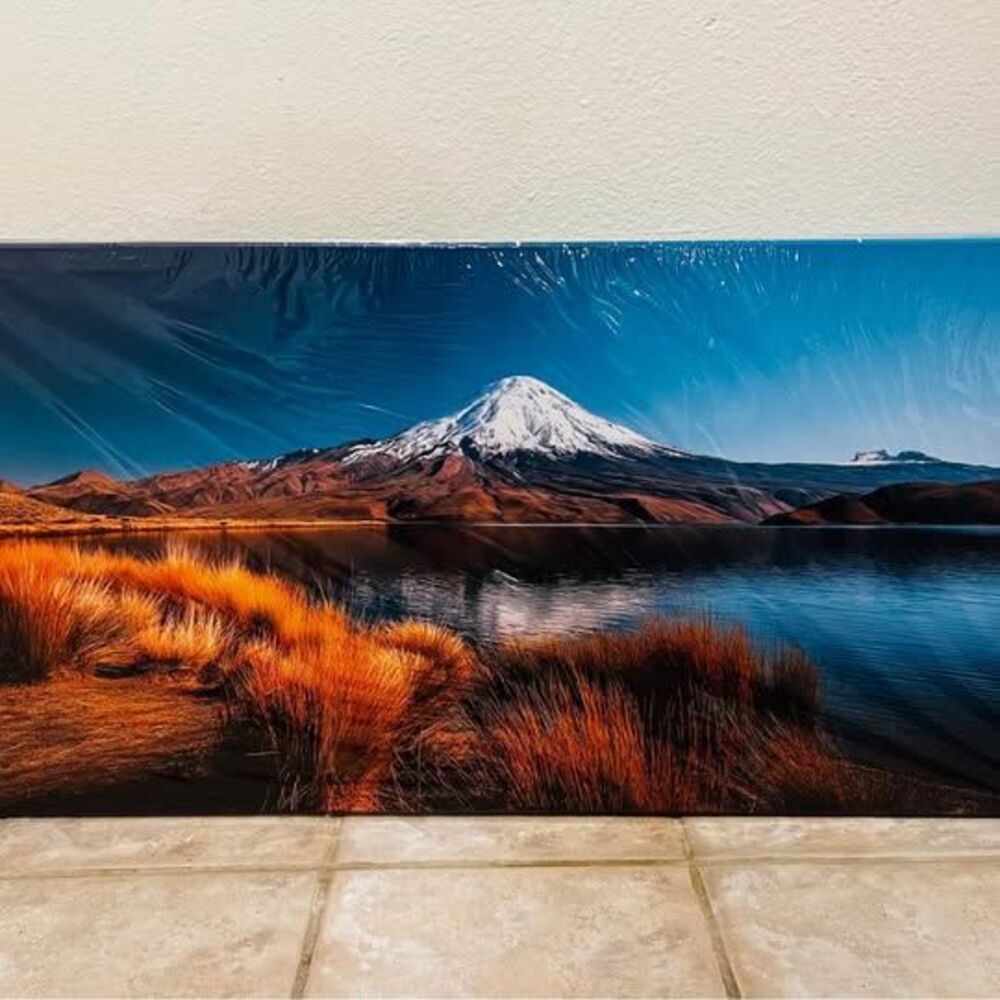 Landscape Canvas Wall Art Large Blue Lake and Mountain Artwork 20"×40"